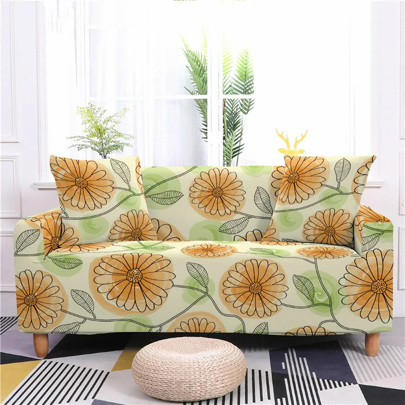 

Чехол для дивана Универсальный Эластичный L-образный с мультяшным цветочным принтом