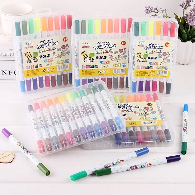 

Watercolor Brush Pen 24 Colors Watercolor Markers Dual Tip Sketch Painting Set for Schools Art Supplies Drawing Pens for Kids