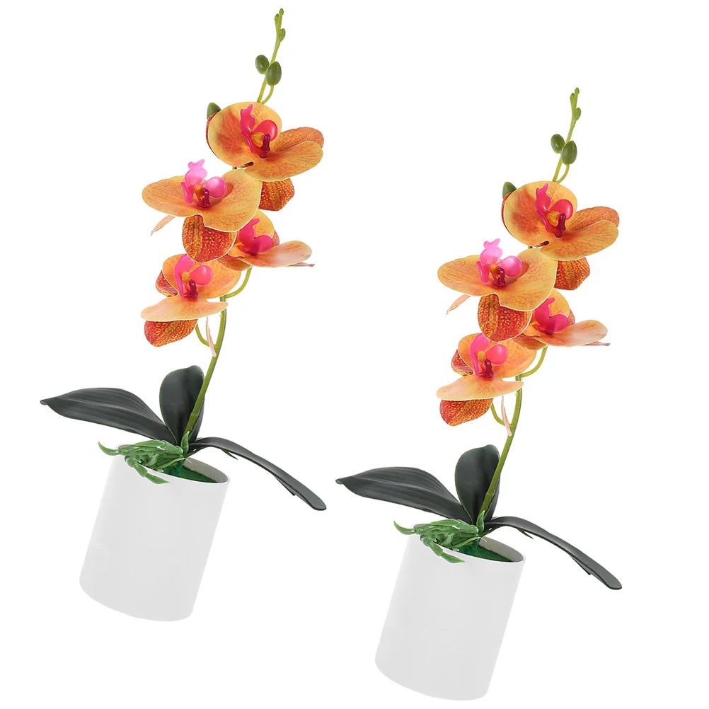 

2 Pcs Home Accents Decor Fake Plants Artificial Flower Bedroom Desktop Potted Plastic Office