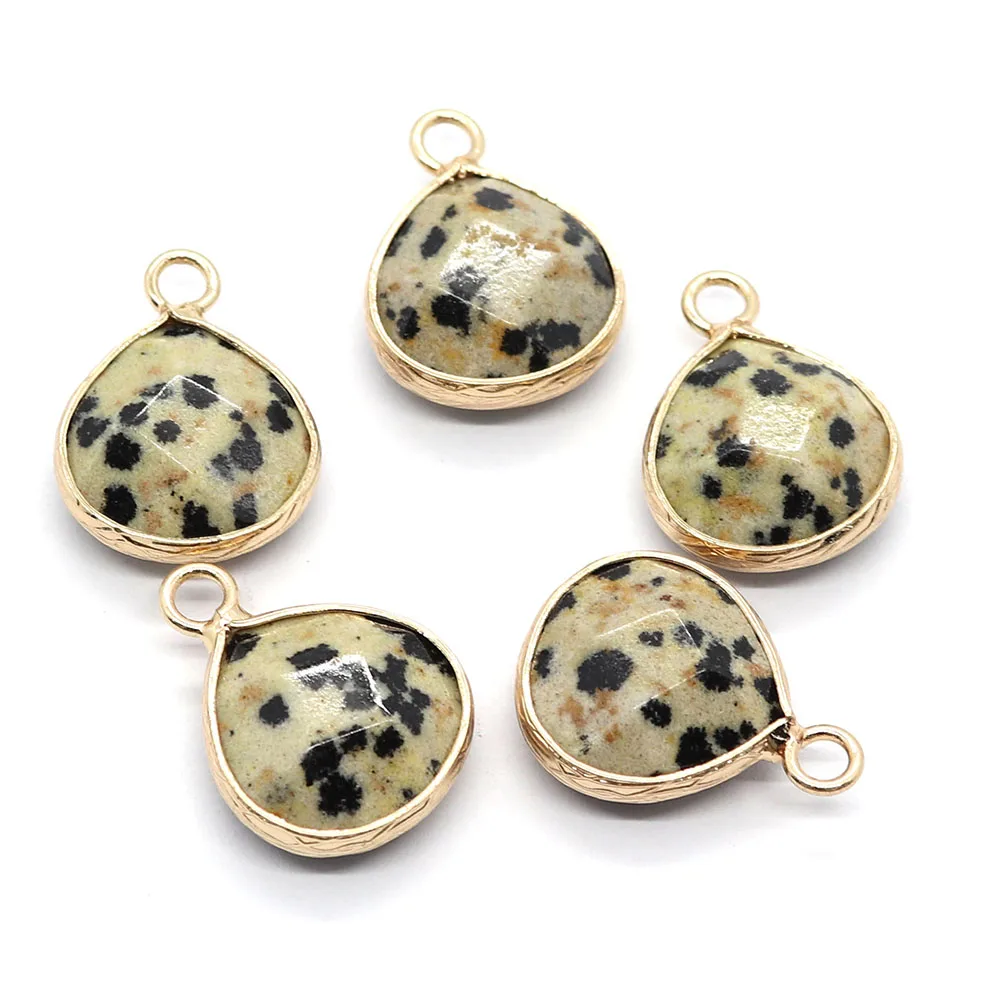 

Natural Glitter Stone Agate Drop Shape Charms for Jewelry Making DIY Earring Necklace White Crystal Pink Quartz Opal Pendants