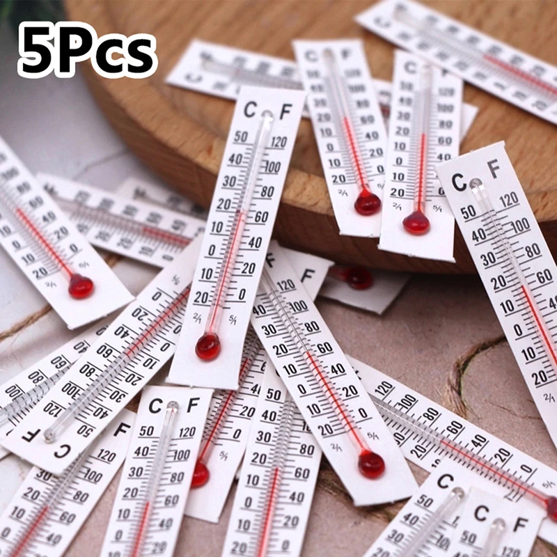 

5pcs Dollhouse Miniature Paper Cardboard Thermometer Simple Style Dollhouse Indoor Outdoor For Bedroom And Kitchen