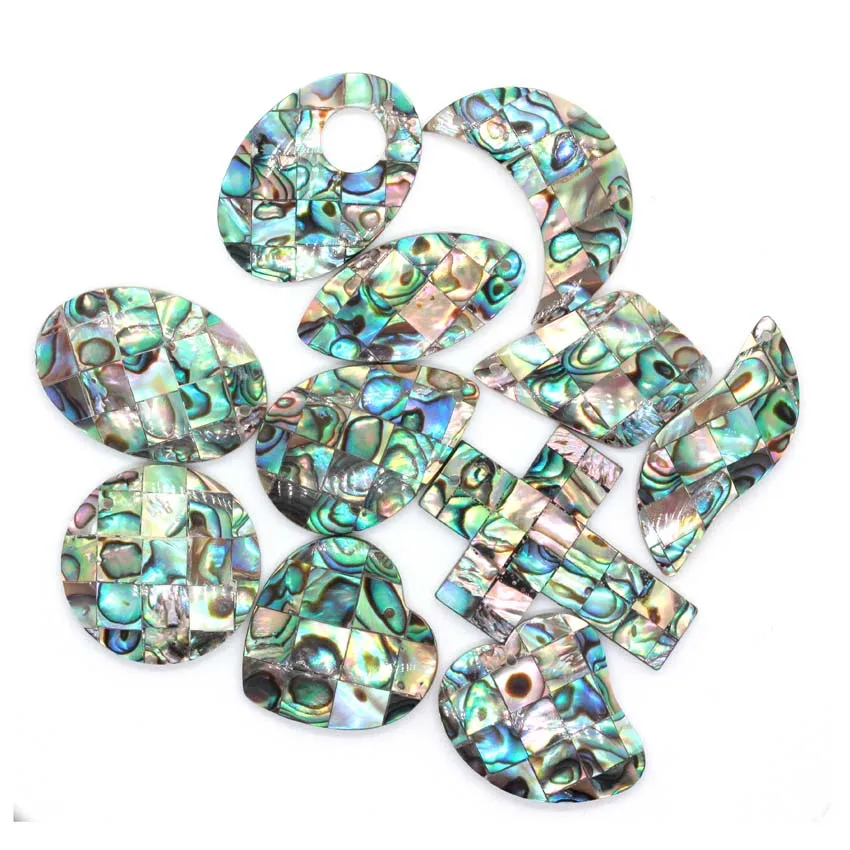 

KFT Natural Shell Pendant Mother of Pearl Splicing Abalone Shell Exquisite Charms For Jewelry making DIY Necklace Accessories