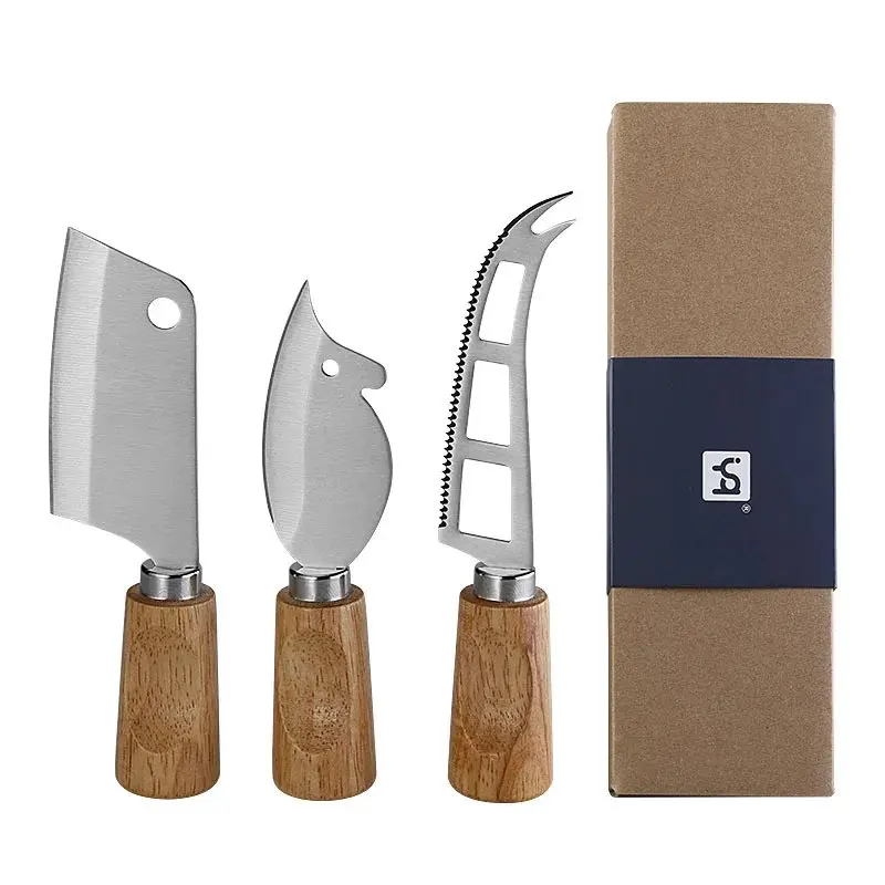 Нож для сыра с резиновой деревянной ручкой, резак для масла, фруктовый нож, мини-резак для сыра для прохладного мяса, сыра, инструменты для бордюрной доски