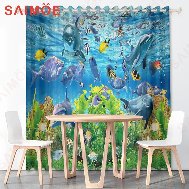 Летние занавески для отпуска с морским миром животными растениями дельфином