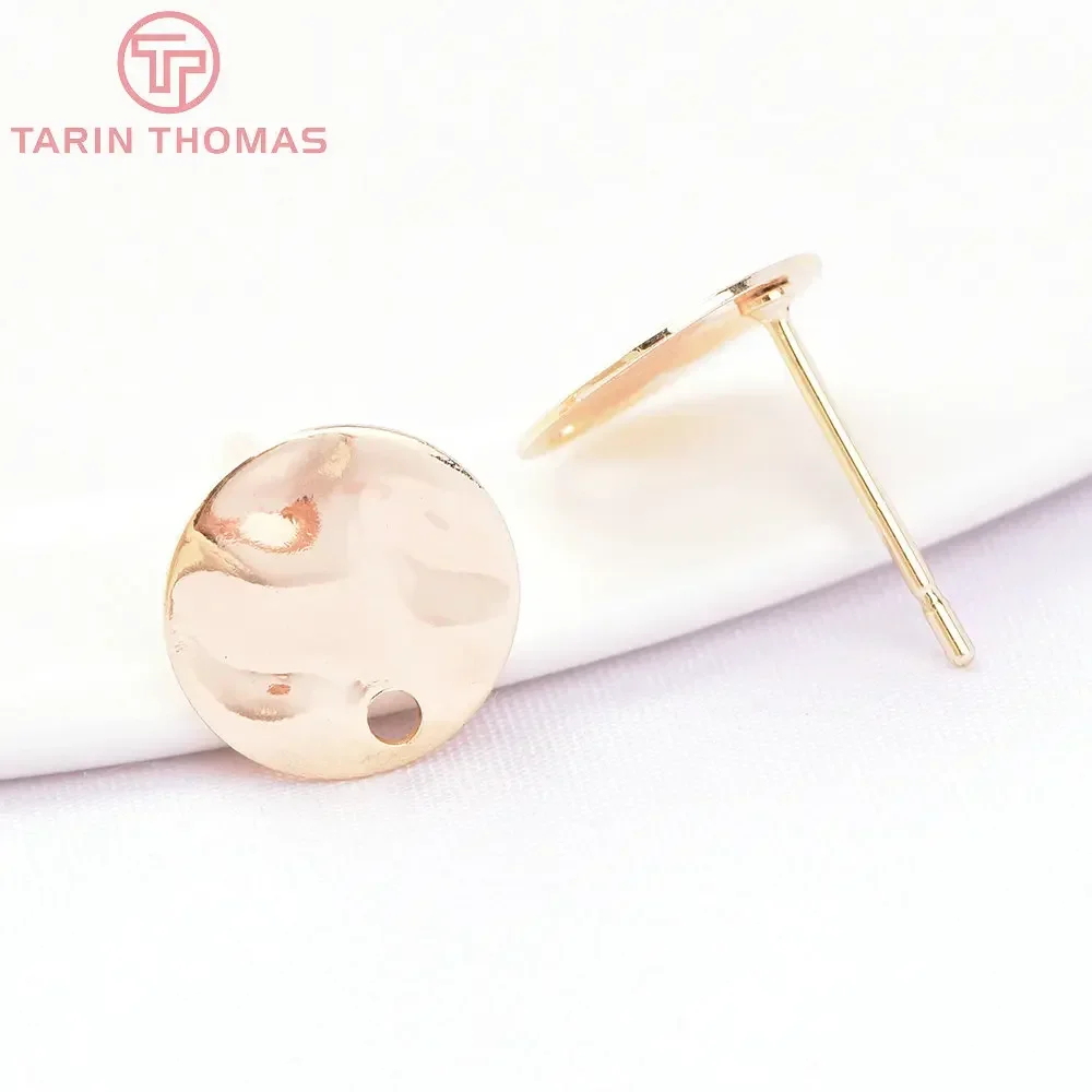 (6681) 12 шт. 8 мм 10 24 К позолоченная латунь круглая неравномерная поверхность