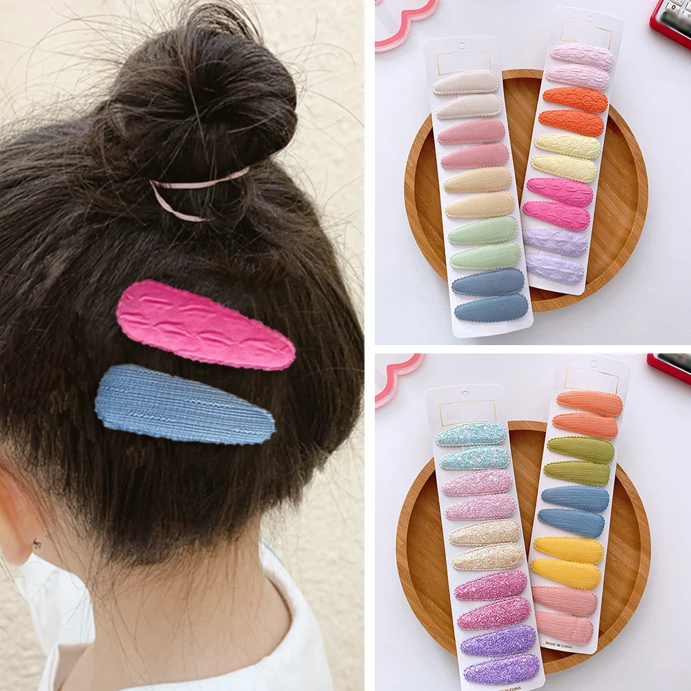 

10Pcs/set Women Sweet Color Print Waterdrop Shape Hair Clips For Cute Girls Hairpin Barrette Headwear Kids Hair Accessories