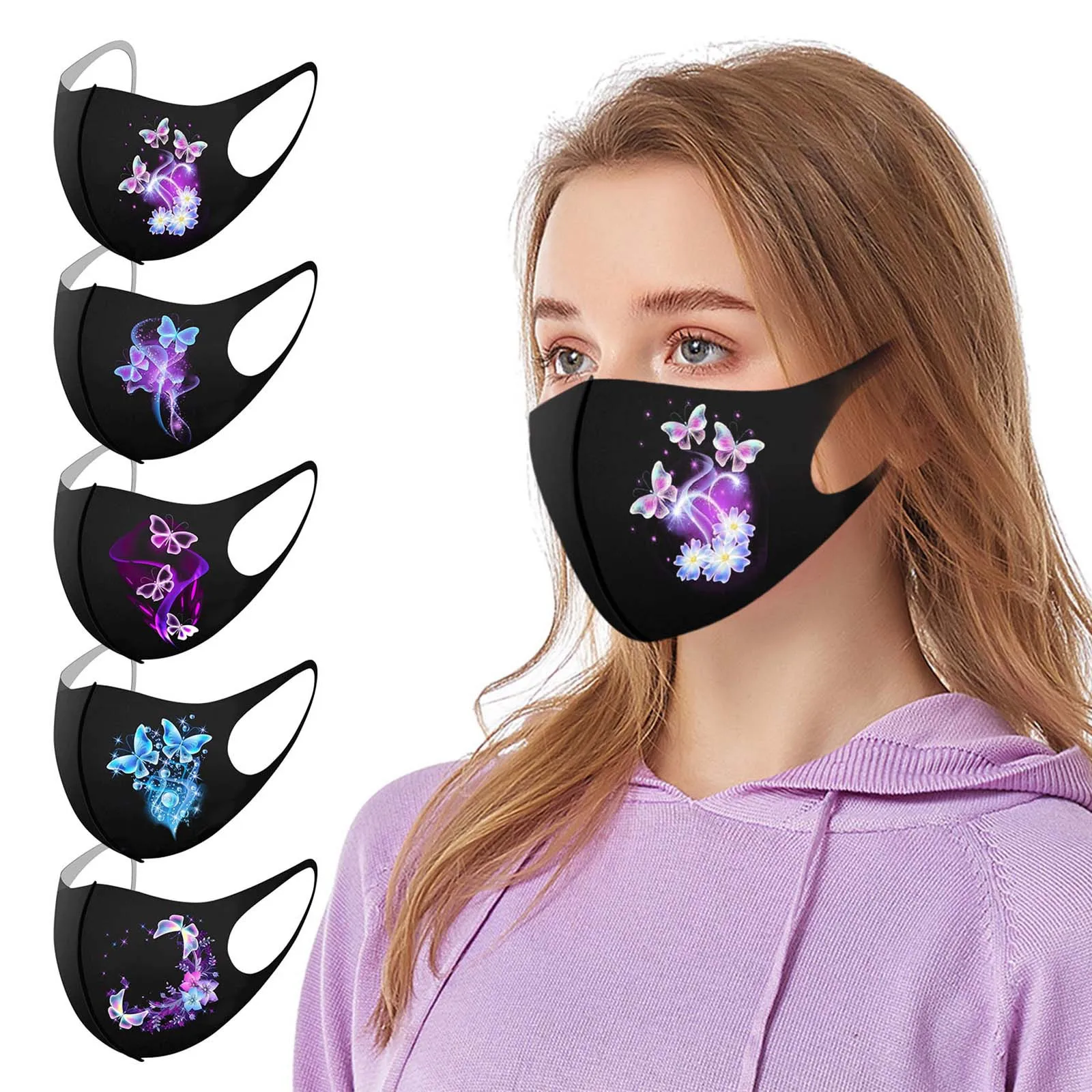 

1PC Butterfly Prints Adult's Face Mask Cotton Reusable Washable Men 3D Women Mask Protection Earloop Ultrathin Unisex Masque