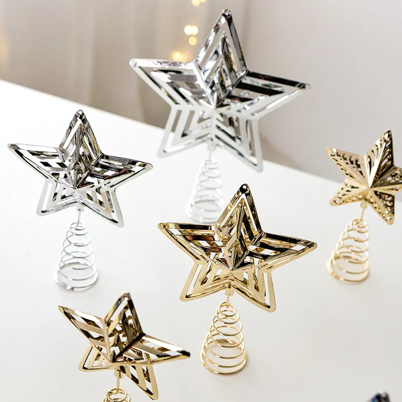 Рождественская Золотая светящаяся железная поделка 11/15/20 см ажурная елка звезда