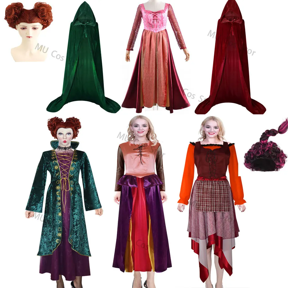

Hocus Pocus 2 Cosplay Costume Winifred Sanderson Dress Sarah Mary Masquerade Cosplay Crazy Witch Ghost Halloween Carnival Suit