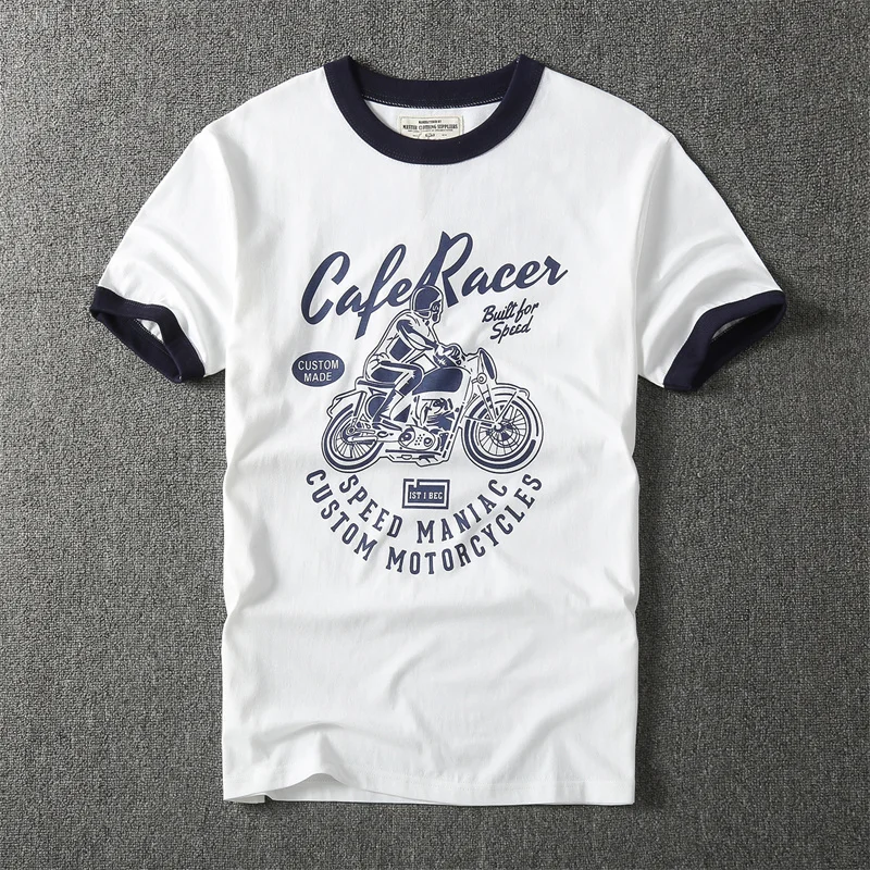 Летняя новая американская ретро футболка с коротким рукавом и круглым вырезом