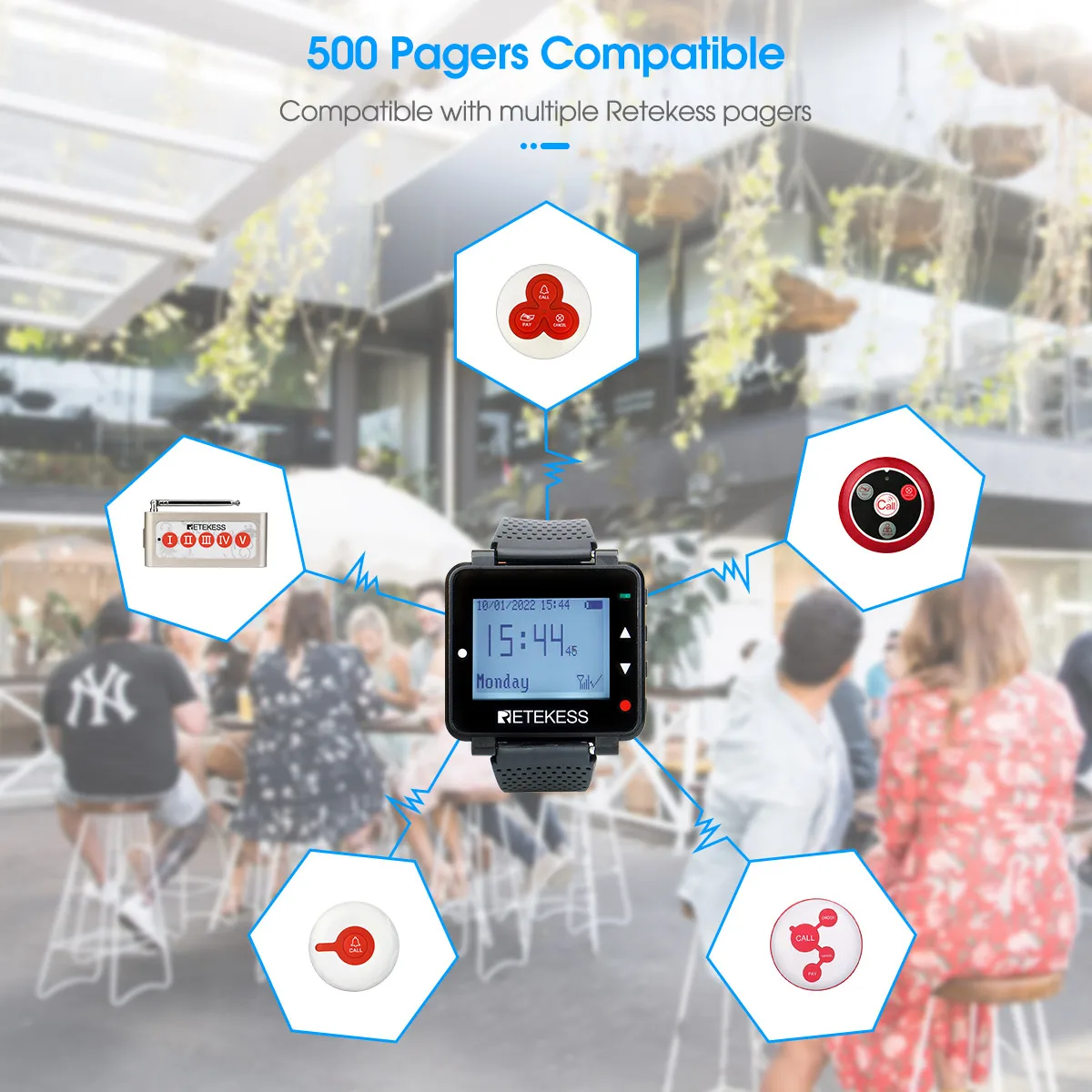Беспроводной ресторанный пейджер Retekess система вызова 4 T128 часы-приемник + кнопка