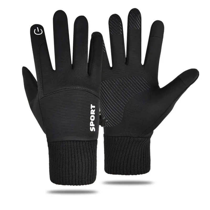 Men's Waterproof Cycling Gloves Winter Outdoor Sports Running Motorcycle Ski Touch Screen Non-slip Warm Full Finger Mittens