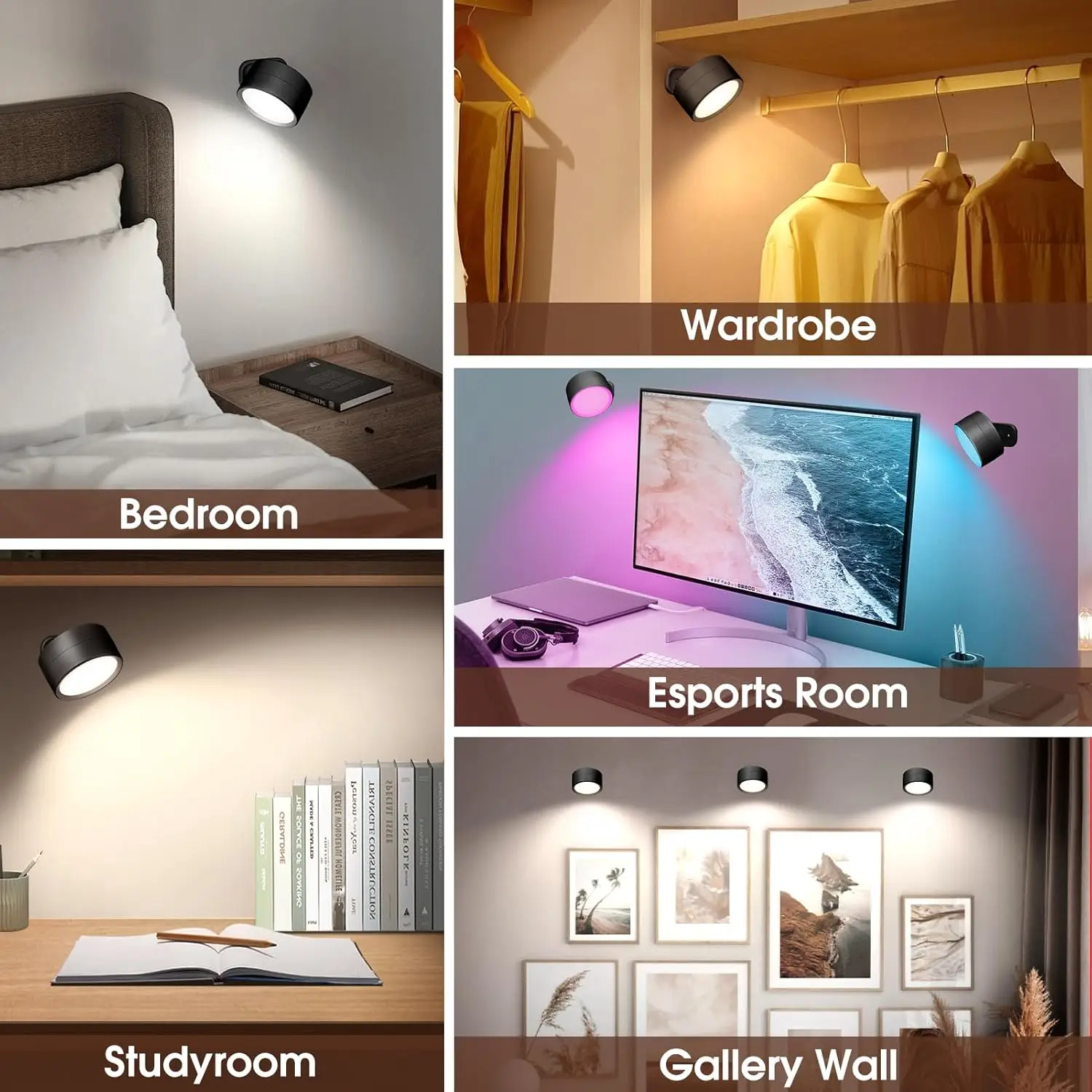 1 шт. светодиодные магнитные настенные светильники перезаряжаемые 7 цветов