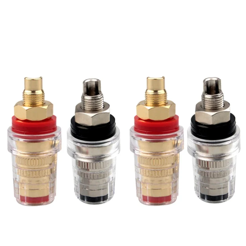 4 шт. кристально прозрачный позолоченный/родиевый акустический кабель штекер