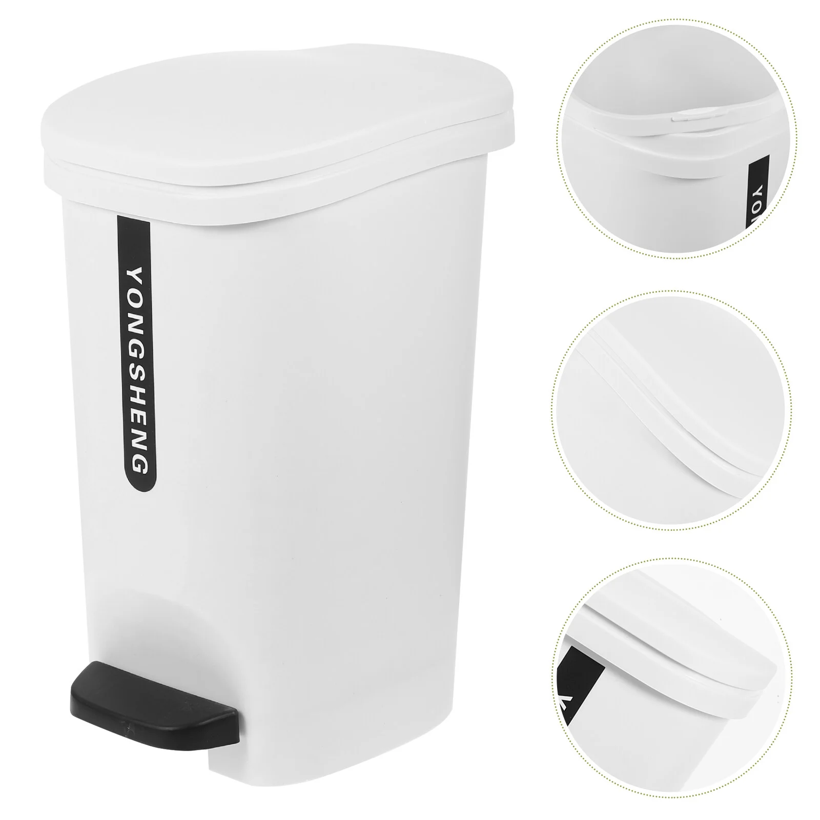

Trash Can White Lid Nordic Style Foot Pedal Pedals Pp Step-On Office Waste Basket Multi-function