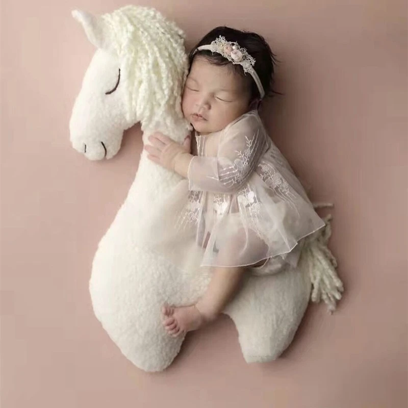 Newborn  Photography Props Doll Plush Horse  Baby Photo Prop Cushion  Photo Bebe Studio Photography Mat