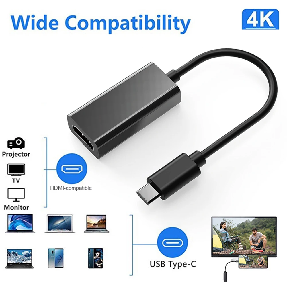 

Type C to HDMI-compatible Cable Ultra HD 4k USB 3.1 HDTV Cable Adapter Converter for MacBook Chromebook Samsung S8 S9