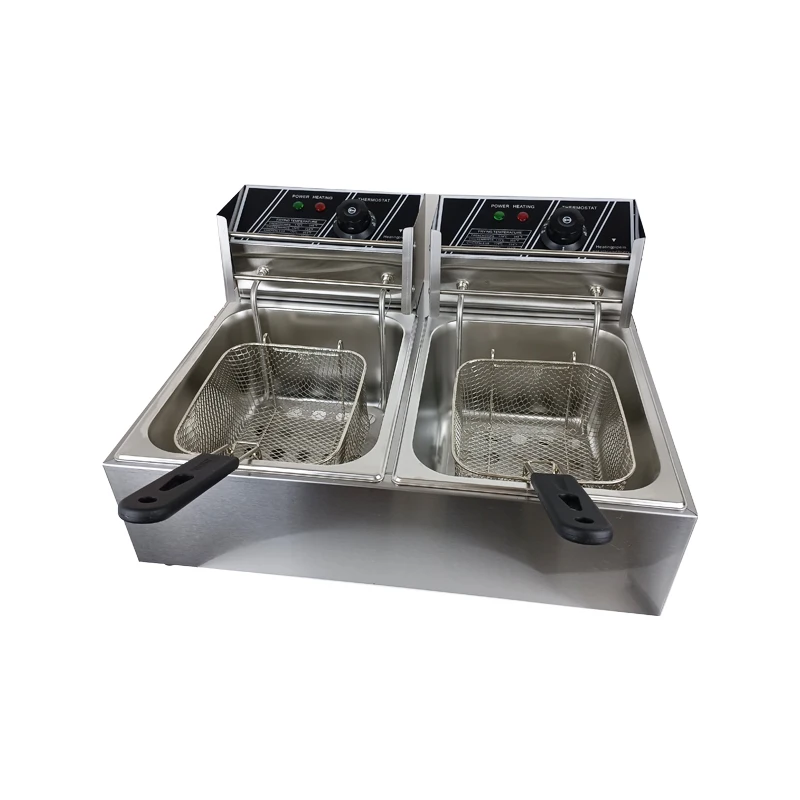 

Коммерческая электрическая фритюрница l 12L, плита с двойным цилиндром, Бездымная нержавеющая сталь, тесто для курицы, картофеля фри, аппарат для жарки