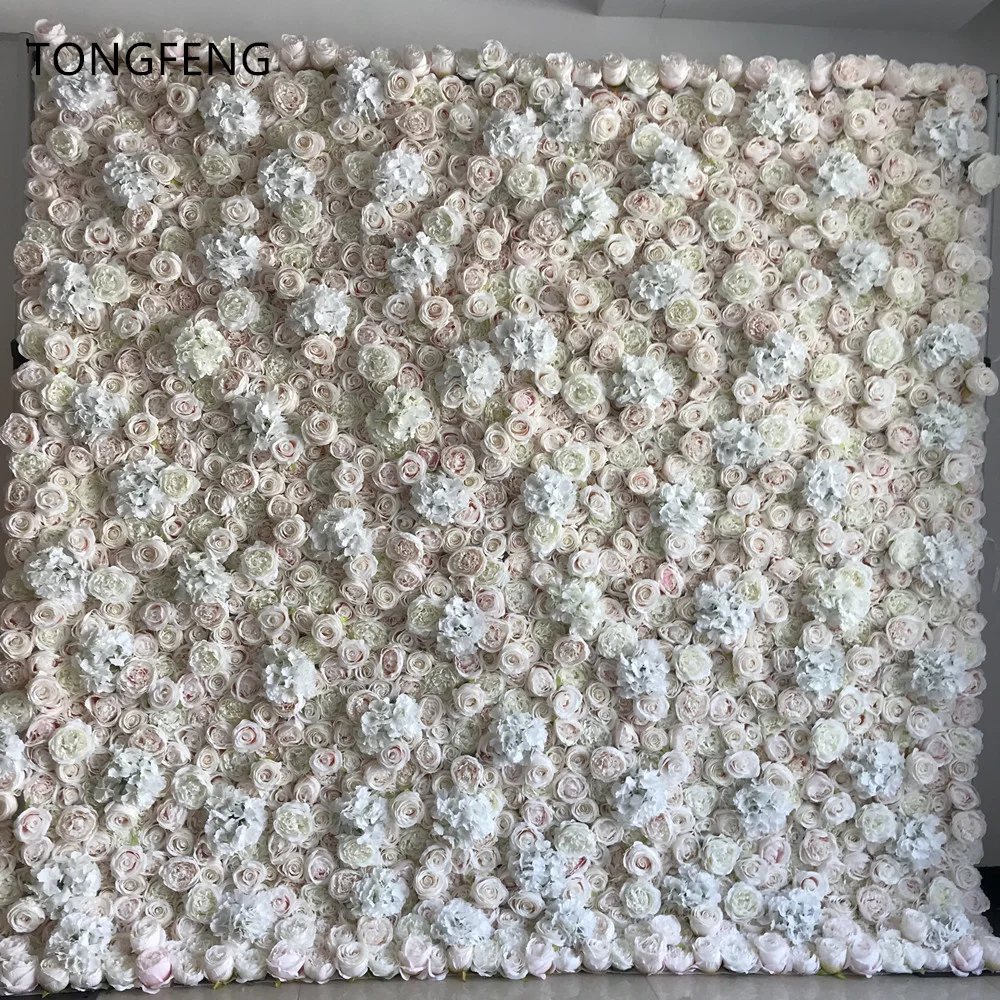 TONGFENG 4 фута * 8 футов цветы Шелковая Роза Пион 3D ролл-ап цветок настенные панели