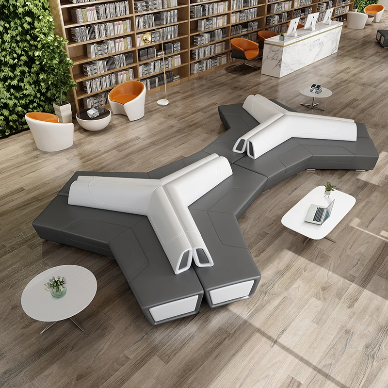 

Customized Simple Leisure Office Business Reception and Negotiation Waiting Lounge Creative Special-shaped Leather Sofa