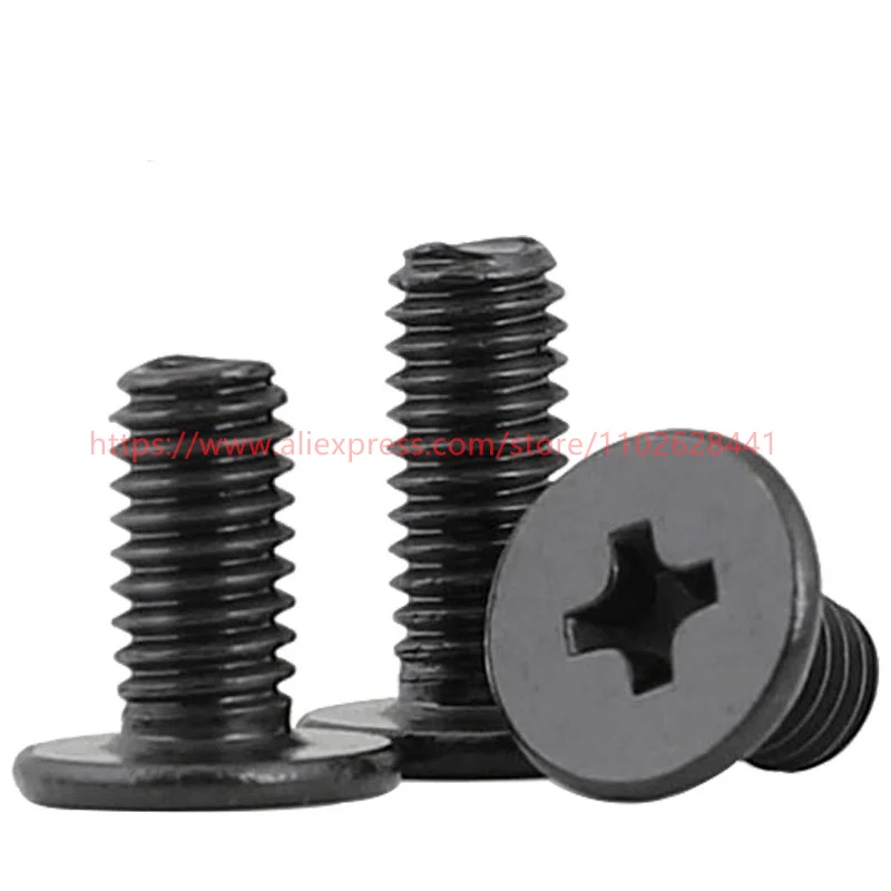 

10pcs/Lot CM M1.6 M2 M2.5 M3 M4 Black Carbon Steel Cross Phillips Ultra Thin Flat Wafer Head Screw Bolt Laptop