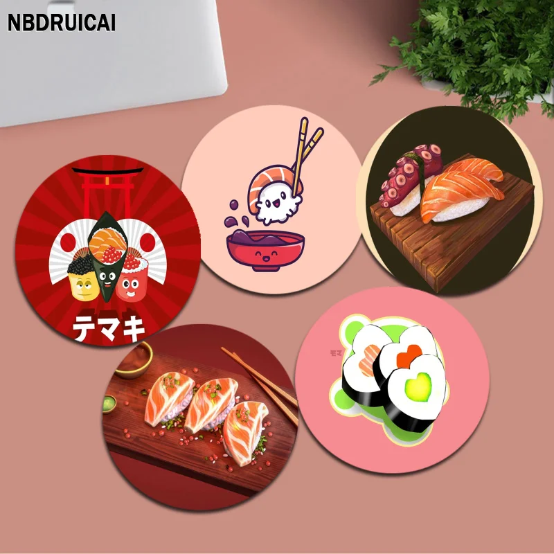 

Sushi Mousepad Round Custom Skin Big Promotion Table Mat Student Mousepad Computer Keyboard Pad Games Pad Deskpad Home Decor