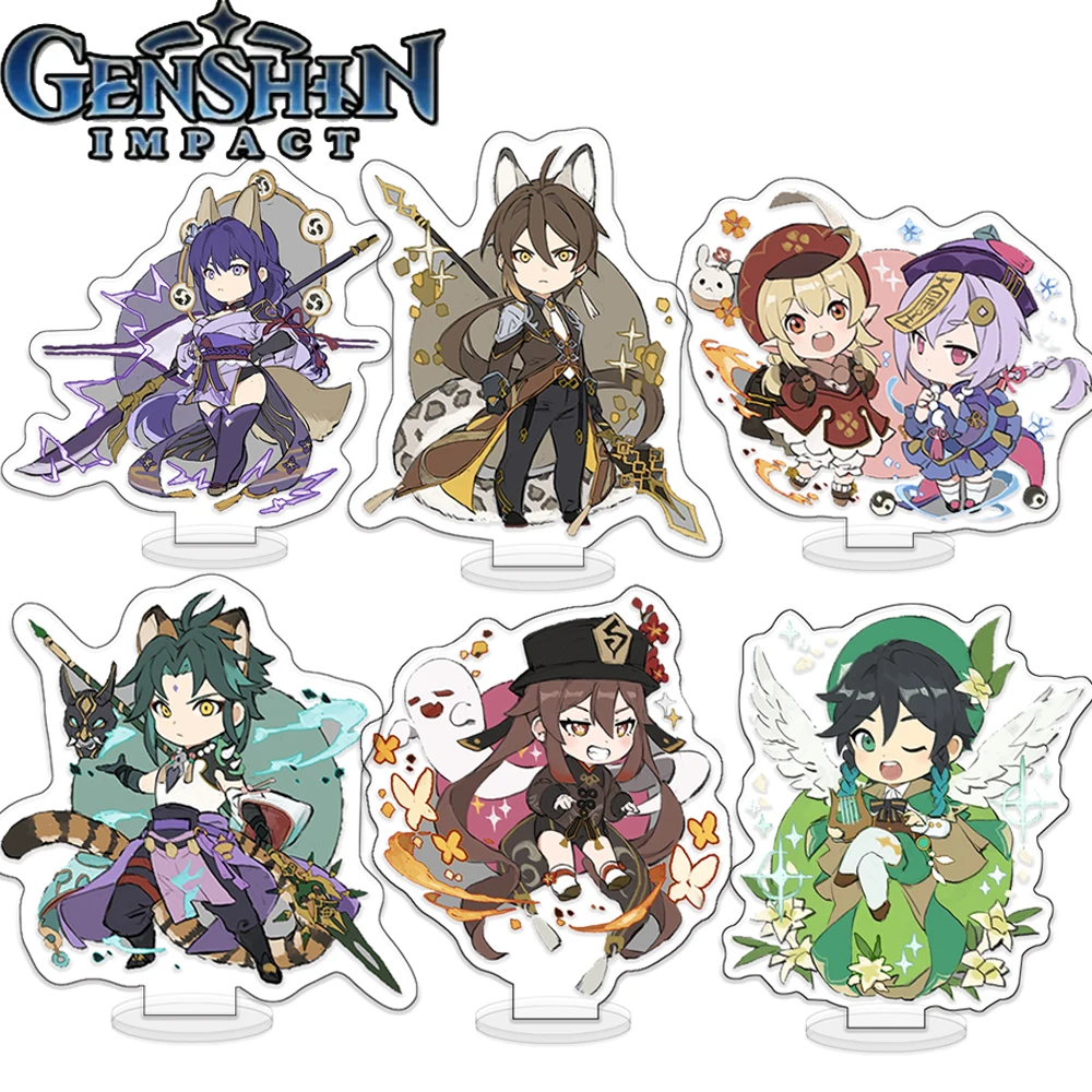 

Game Genshin Impact Figure Acrylic Stand Zhongli Hutao Tartaglia New Acrylic Stand Model Plate Desk Decor Hot Fans Gifts