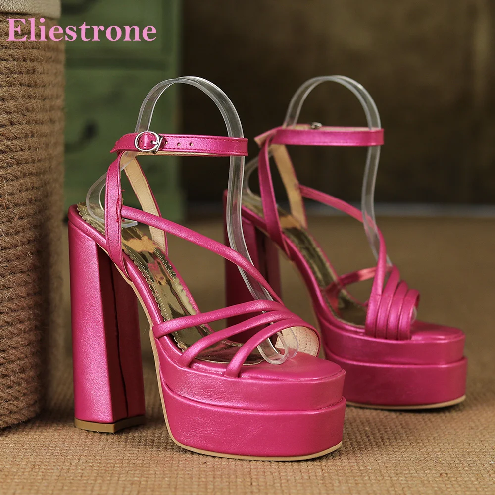 

2022 New Summer Comfortable Rose Black Women Sandals Sexy High Square Heel Lady Platform Shoes Plus Small Big Size 10 33 43