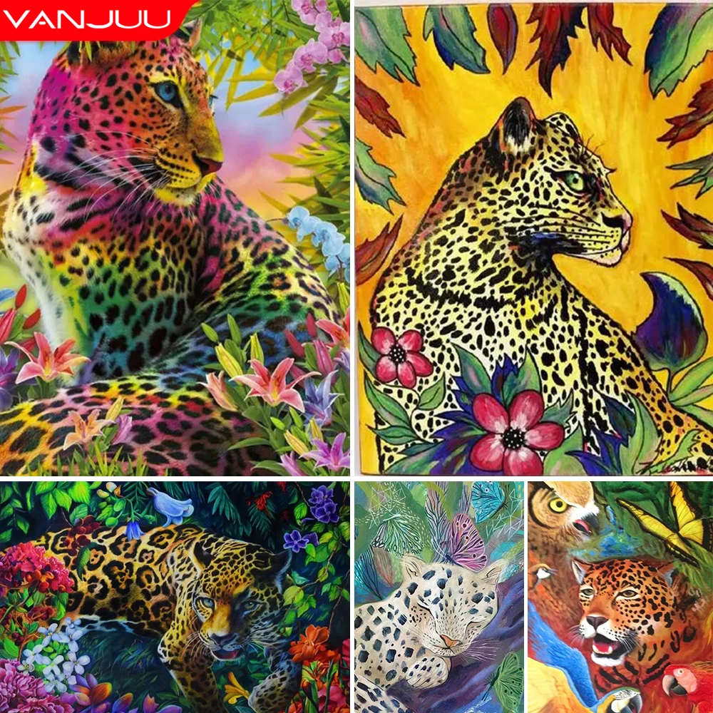 

5D Diamond Painting Leopard Flower Full Square/Round Diamond Embroidery Animal Rhinestone Picture DIY Handcraft Home Decor