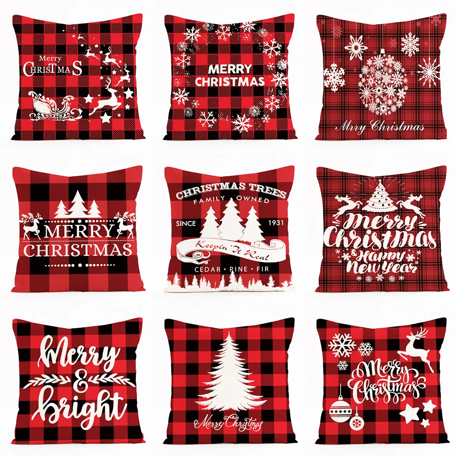 

Linen Christmas Pillow Covers Snowflake Xmas Tree Elk Pillow Cases Christmas Decorations for Home Sofa Cushions Covers Decor