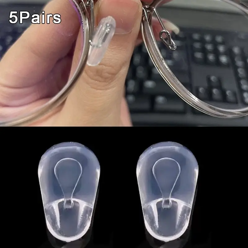 

5Pairs Eyeglasses Push In Silicone Air Chamber Nose Pad Super Soft Silicone Nose Pads For Optical Eyewear