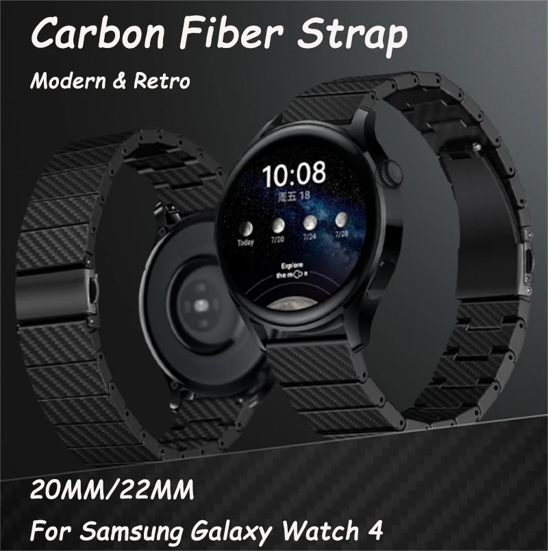 

Ремешок для Samsung Active 2 40 мм, ремешок для Samsung Galaxy Watch 4/4 calssic 40 44 мм, ремешок из углеродного волокна для Huawei gt 2 20 мм 22 мм