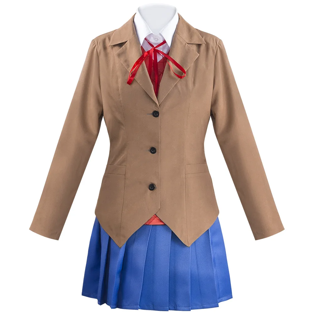 Fancy Natsuki Cosplay Costumes Doki Doki Literature Club! Natsuki Wig and School Uniforms DDLC Costume Women's Schoolgirl Suits