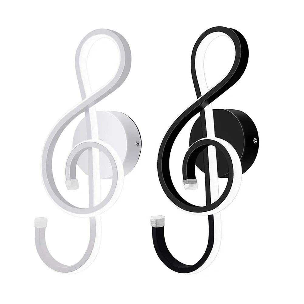 

LED Wall Hanging Lamp White Musical Note Wall Lamp Bedside Night Light Modern Musical Note Hallways Night Light