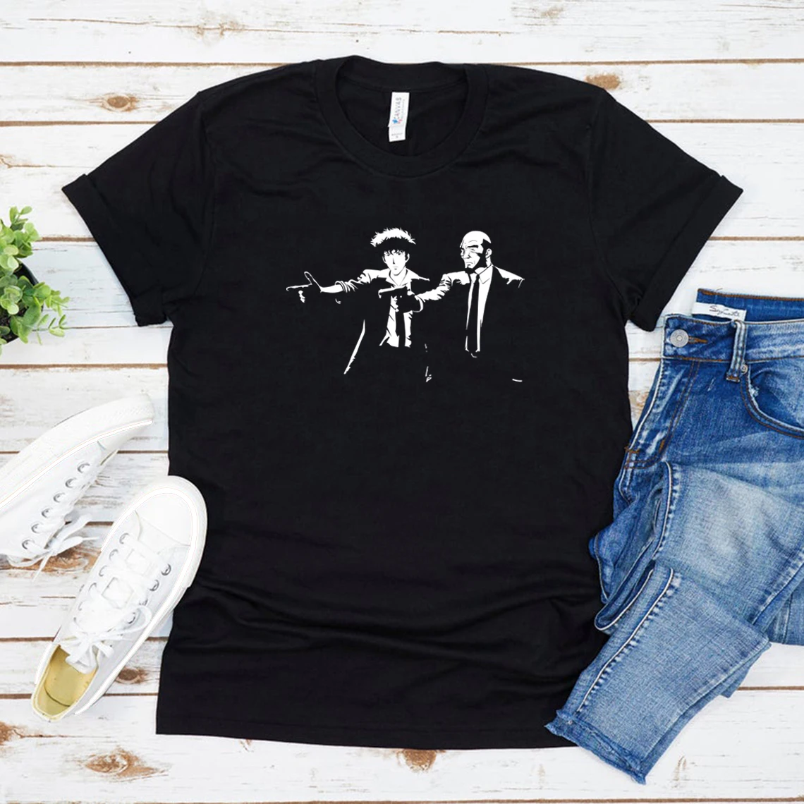 

Cowboy Bebop Pulp Fiction T Shirt Vintage Space Cowboy Shirt 90s Anime T-shirt Harajuku Graphic Tee Women Men Short Sleeve Tops