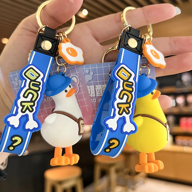 

New Cartoon PVC Tilting Duck Keychain Cute Animal Creative Car Key Keyring Women Bag Pendant Accessories Charm Gift Keychains