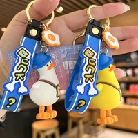 new cartoon pvc tilting duck keychain cute animal creative car key keyring women bag pendant accessories charm gift keychains