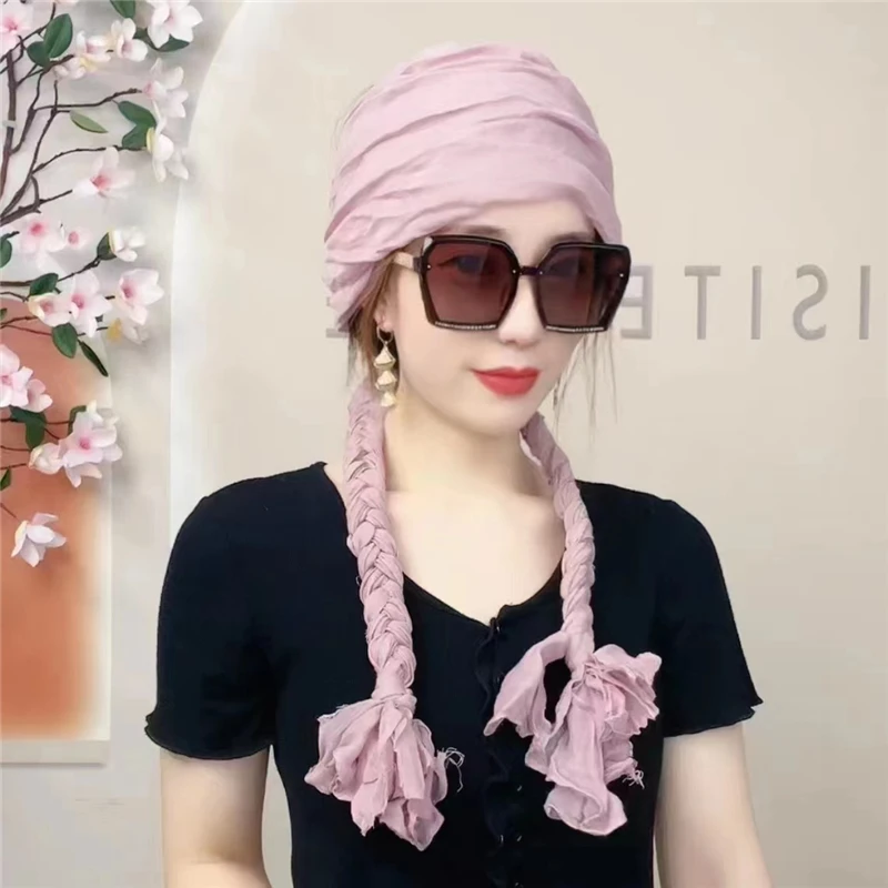 Шарф-повязка на голову Женский классический хлопково-льняной головной убор в