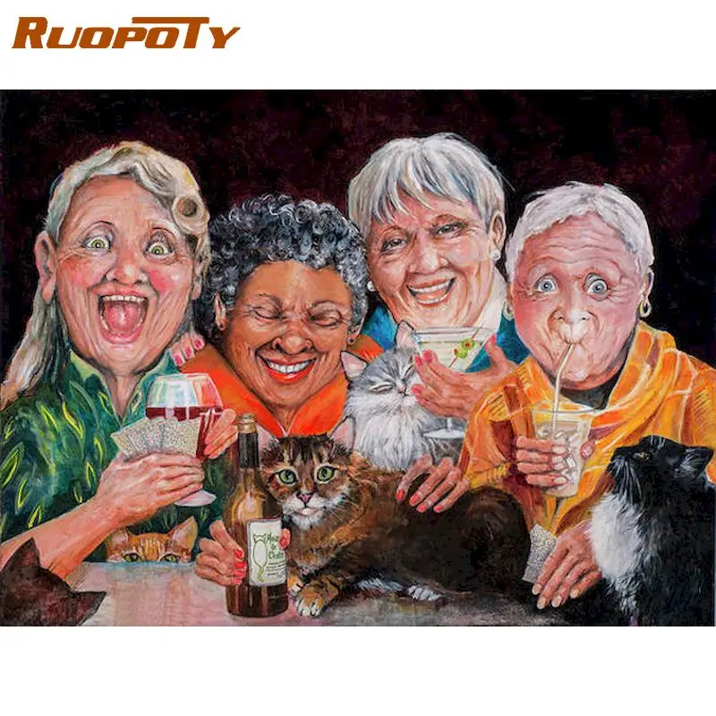 

RUOPOTY Oil Painting Portrait Drawing On Canvas HandPainted DIY Picture By Number Kits Home Decoration Art Gift