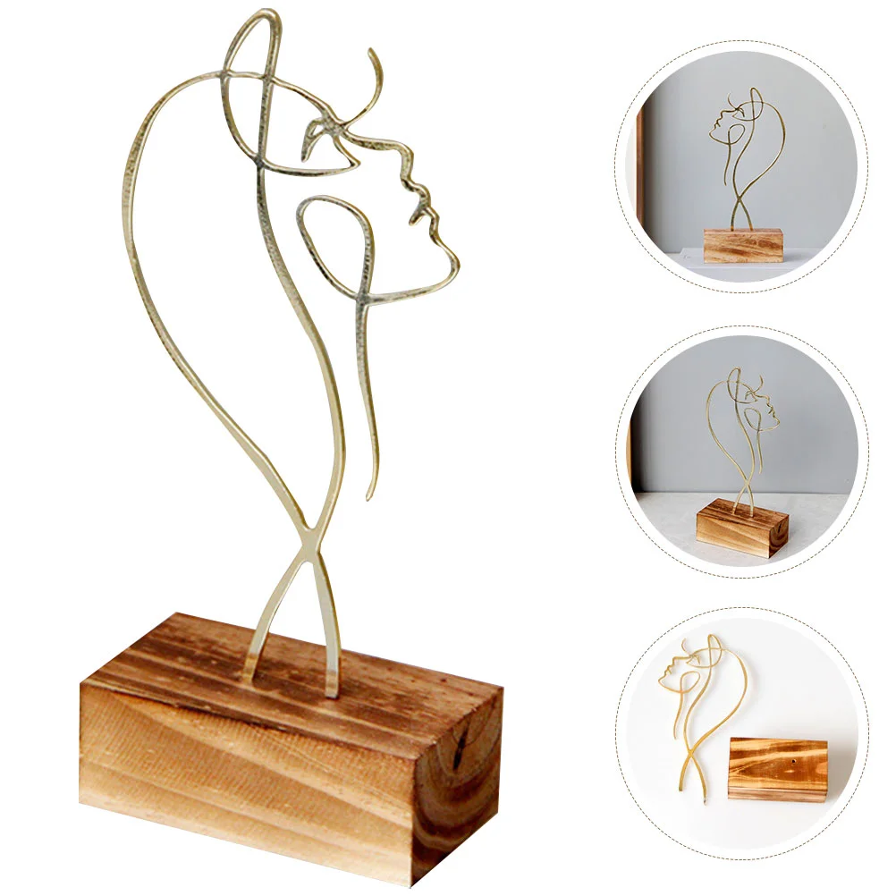 

Abstract Sculpture Decor Minimalist Statue Line Metal Ornament Iron Desktop Figurine Female Woman Silhouette Femininefigure