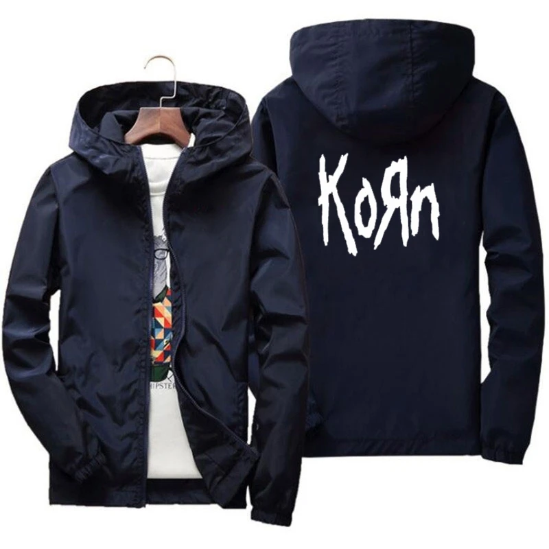7XL Men's Korn Rock Band Jacket Metal Music Top Jacket Men's Fashion Outdoor Clothing Funny Windproof Hoodie Large