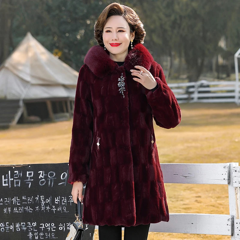 

Новинка Осень-зима 2022 женская верхняя одежда с капюшоном из искусственного меха норки пальто утепленная шерстяная Верхняя одежда 5XL свитер Теплые Топы