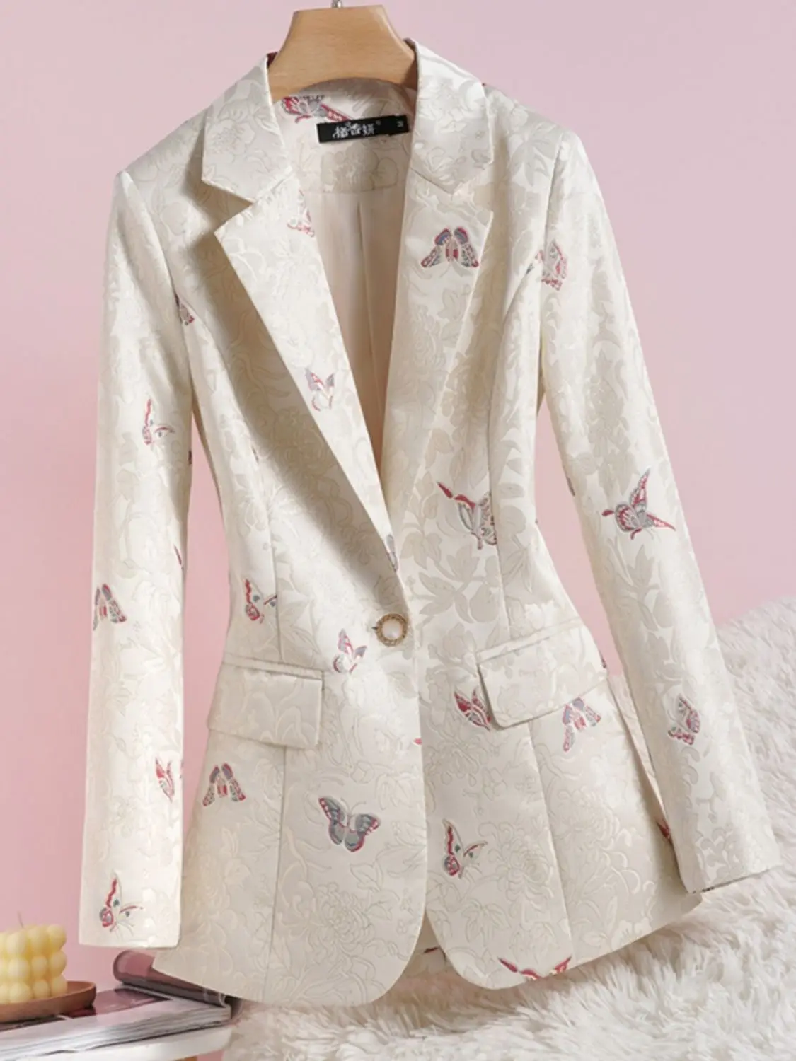 Женский пиджак с облегающим талией весенне-осенние пиджаки абрикосовые костюмы