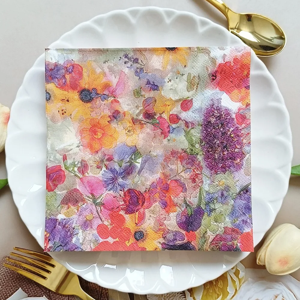 

Одноразовые цветные бумажные салфетки с цветочным принтом