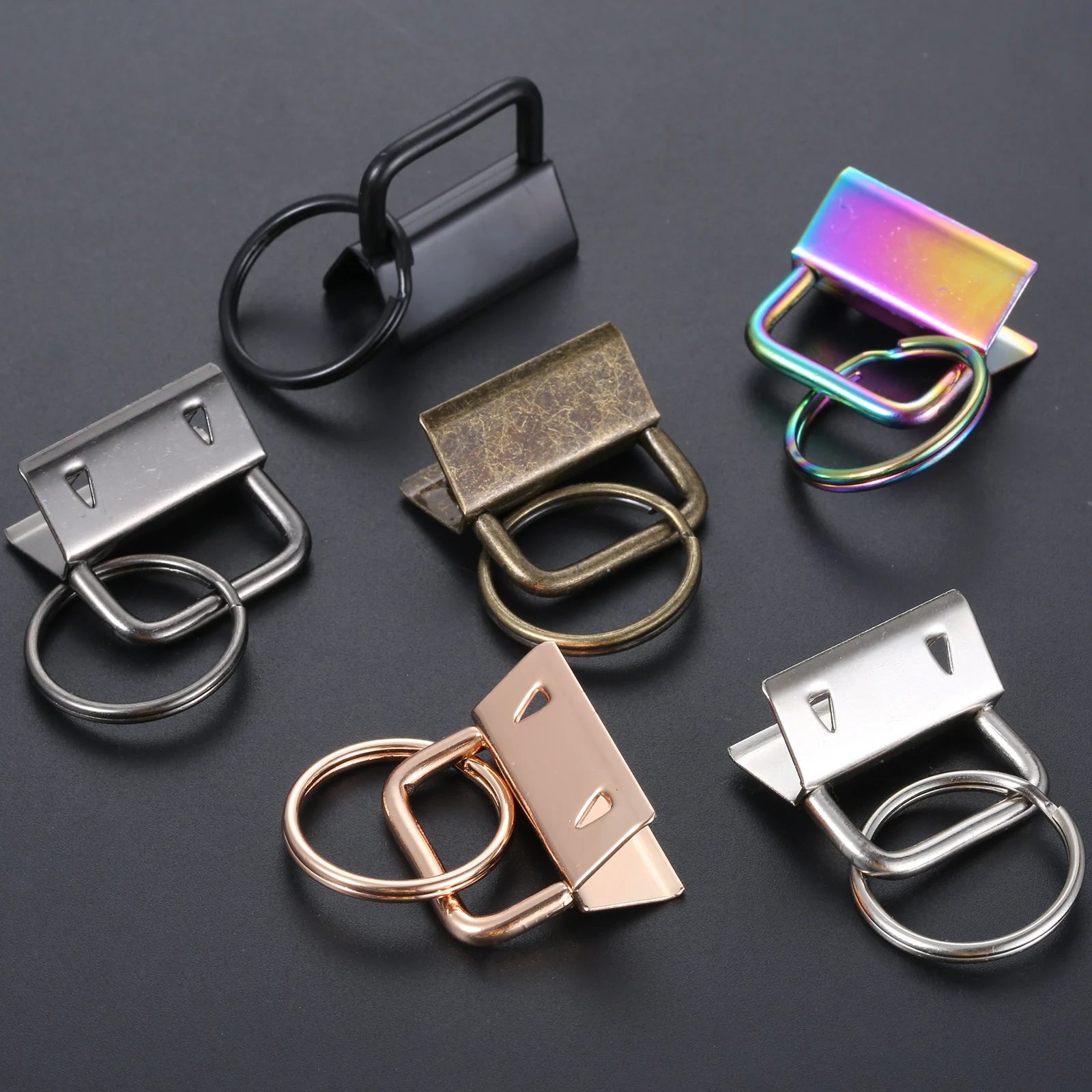 

10 Pcs 26mm Key Fob Hardware Keychain Split Ring Wristlets Cotton Tail Clip with Key Ring for Lanyard Luggage Strap Accessories