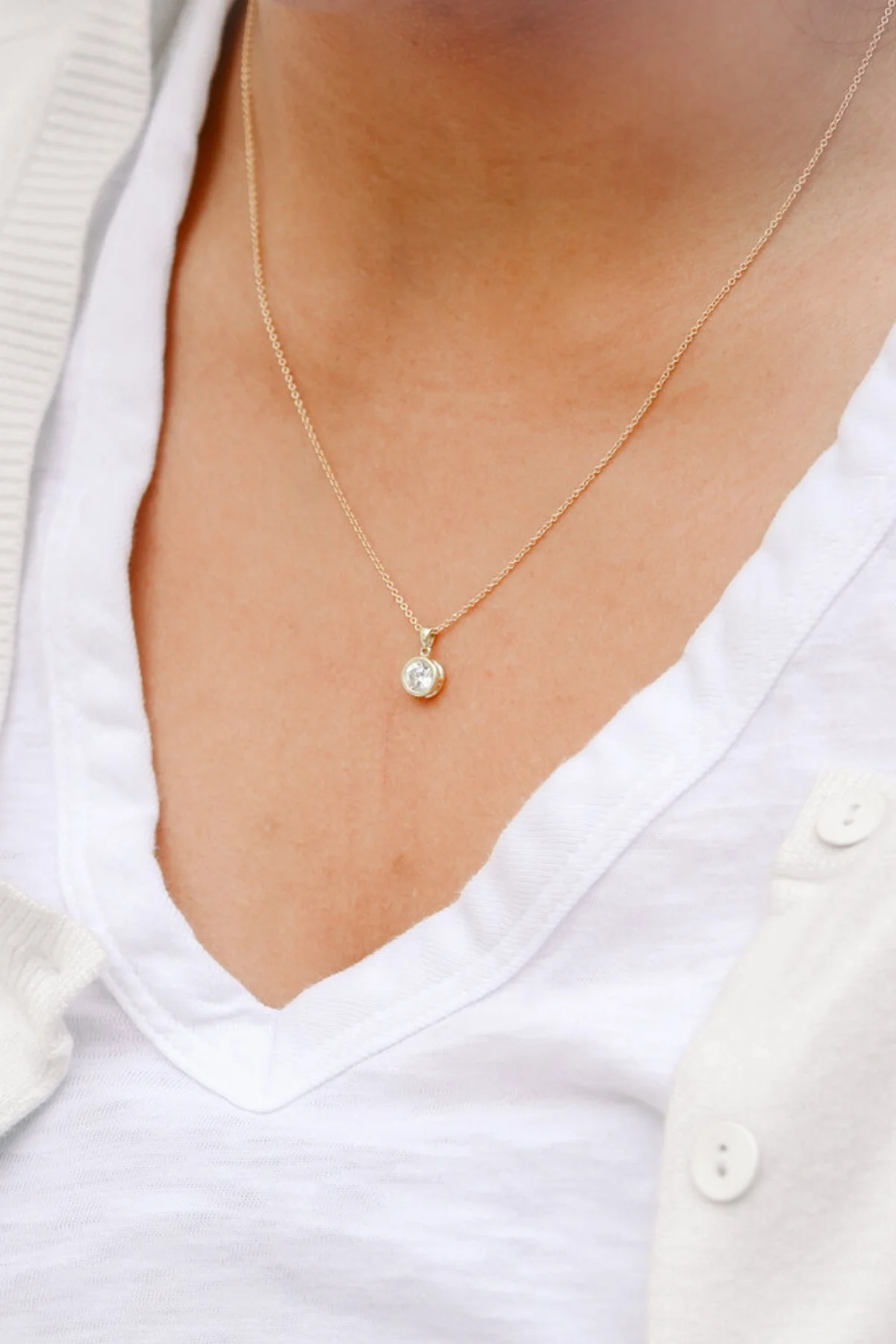 

Crystal Diamond Zirconia lighted in the Box lab Diamond 0.75 carat engagement necklace