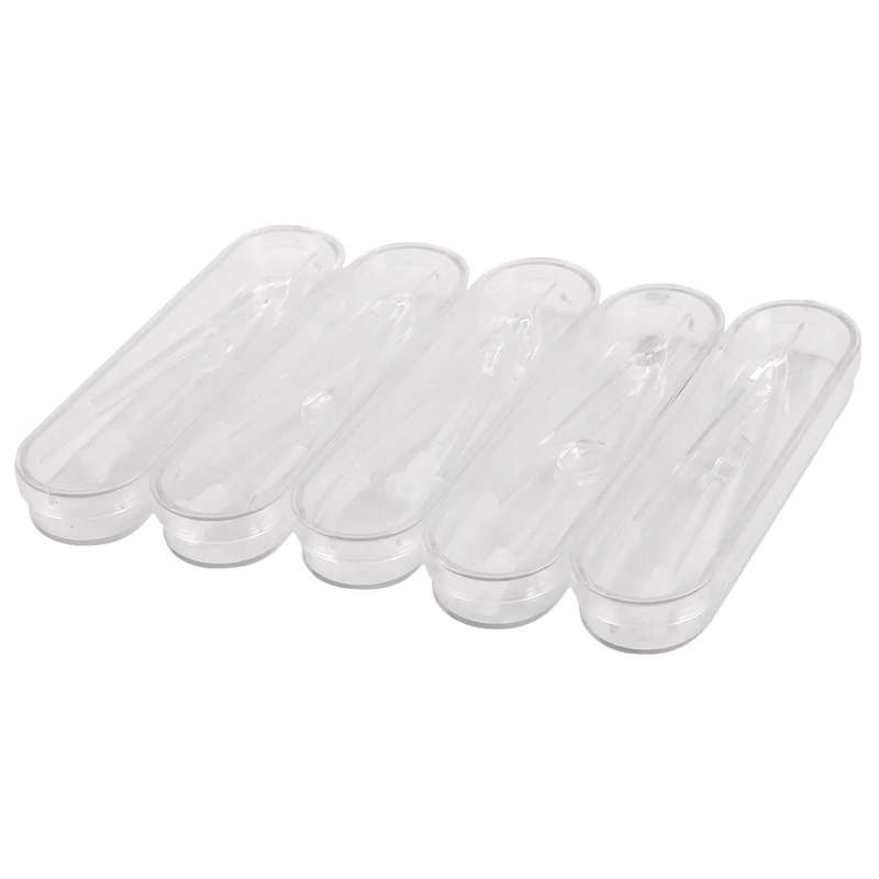 

5 Pcs Clear Portable Travel Eyes Contact Lens Remover Tool Kit Tweezer Stick Inserter Set With Soft Tip