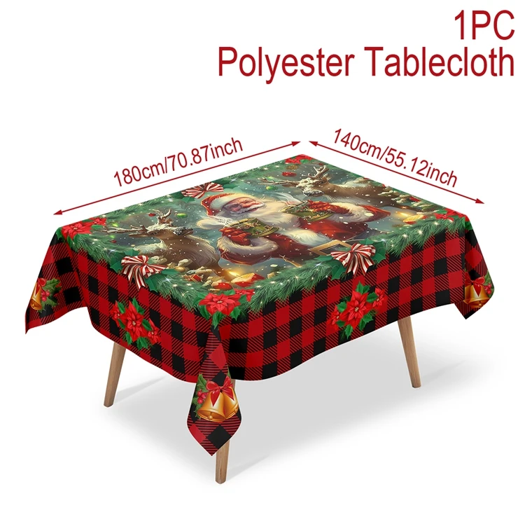 

Винтажная Скатерть С Санта-Клаусом И Оленями, Праздничные Украшения Для Дома, Праздничная Скатерть На 2025 Год