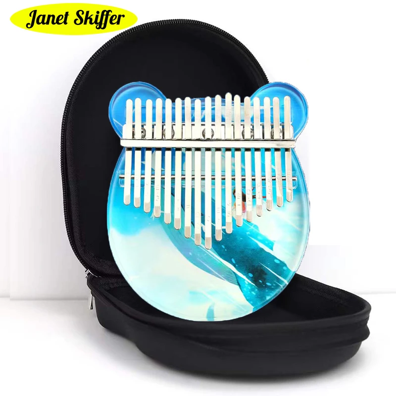 

Пианино Kalimba для большого пальца, 17 клавиш, музыкальный инструмент, Изысканный Прозрачный кристалл, пианино для пальцев Mbira, подарки для дете...