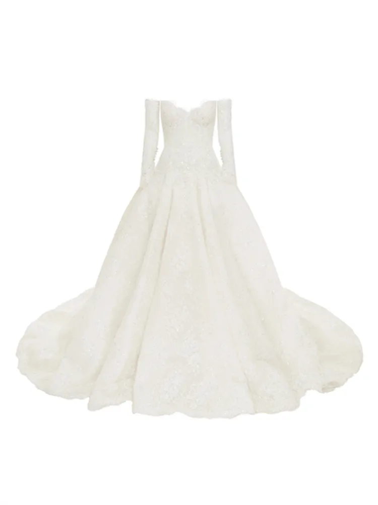 Vestidos De Novia Elegantes Lujo Vestido Encaje Mangas Desmontables Свадебное платье на заказ Con Brillos Корсет
